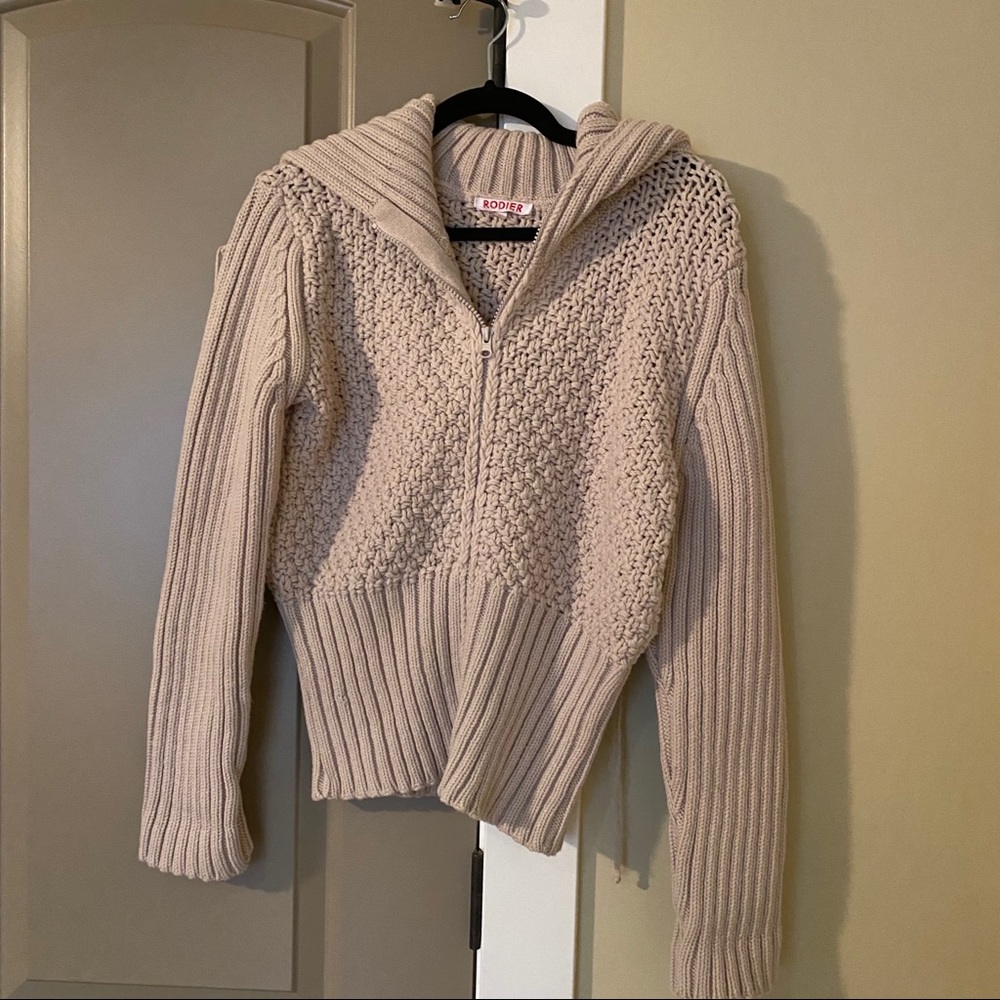 Rodier Paris Blush Pink Zip up Sweater size 38 FR